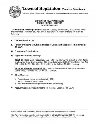 PB Notice of Meeting/Agenda