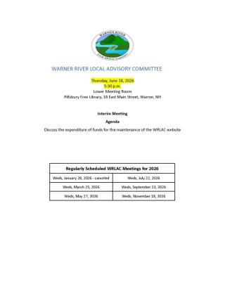 Warner River Local Advisory Committee Meeting Agenda