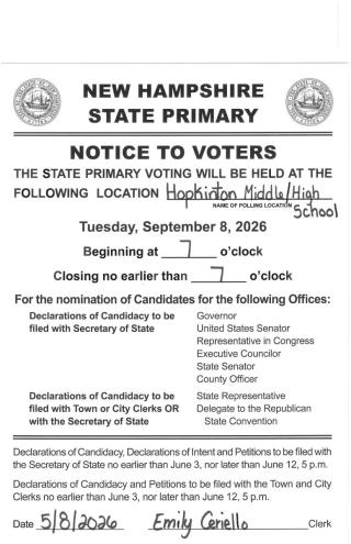 NH State Primary - Notice to Voters
